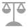 Icon of a balance in equilibrium, in gray color representing the word values